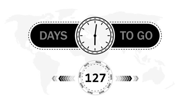 127 Days to go countdown timer icon.Minimal countdown timer animation days to go.Count time display with numbers sale, label button ,promotion clock sign business concept.