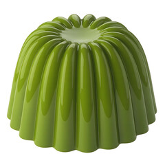 A vibrant green fluted dessert or jelly mold with a textured surface isolated on transparent background