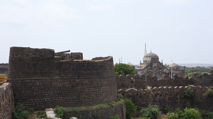 India, Karnataka, Vijayapura, Ancient Ruins of Fortress Near Jamia Mosque of Vijayapura. 16th Century Monuments. © Raj