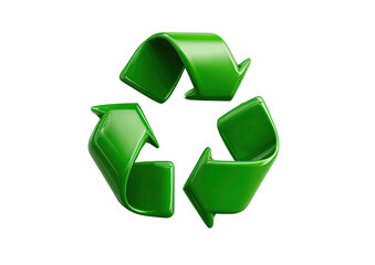 Obraz premium Glossy green 3D arrows forming a circular recycling symbol on black background