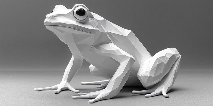 Unique geometric sculpture of a frog in modern design Generative AI - Powered by Adobe