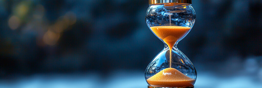 Elegant hourglass with flowing sand on a dark background Generative AI