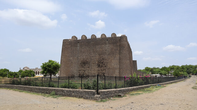 India, Karnataka, Vijayapura, The Ruin View of Adil Shahi Mausoleum (Jahan Begum Tomb), its 15th Century Bahamani Dynasty Monument.