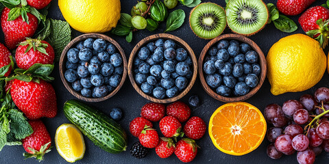Healthy foods promoting eye health with fresh fruits Generative AI