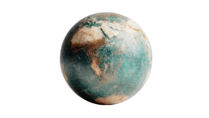 Textured planet with a mottled blue and brown surface against a dark background