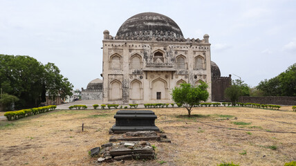 India, Karnataka, Vijayapura, The Mughal Architectural Marvel Haft Gumbad or Haft Tomb, it Built in 15th Century  by Bahamani Dynasty of Vijayapura. © Raj