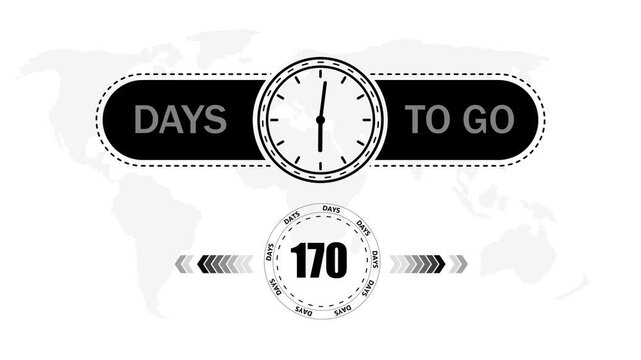 170 Days to go countdown timer icon.Minimal countdown timer animation days to go.Count time display with numbers sale, label button ,promotion clock sign business concept.