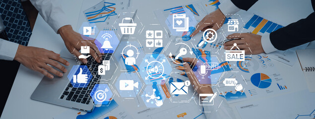 Content marketing interface with data dashboards, analytics charts, and content tools. Marketing...