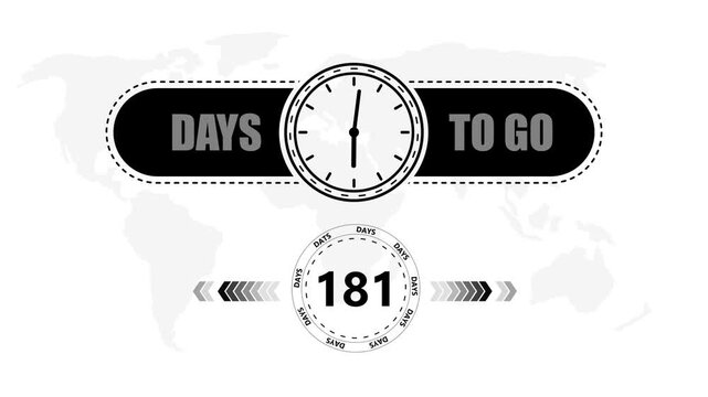 181 Days to go countdown timer icon.Minimal countdown timer animation days to go.Count time display with numbers sale, label button ,promotion clock sign business concept.
