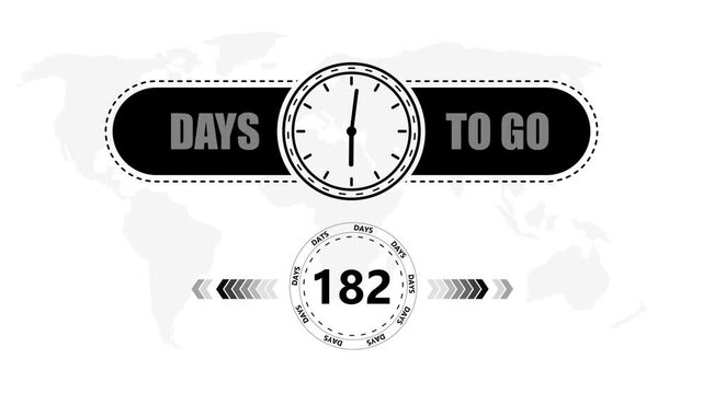 182 Days to go countdown timer icon.Minimal countdown timer animation days to go.Count time display with numbers sale, label button ,promotion clock sign business concept.