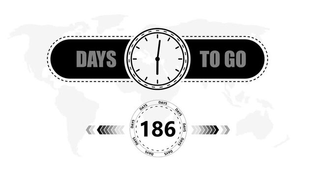 186 Days to go countdown timer icon.Minimal countdown timer animation days to go.Count time display with numbers sale, label button ,promotion clock sign business concept.