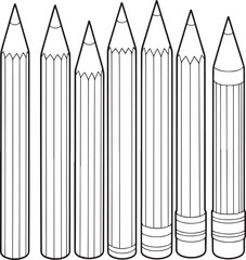 color pencils on white background