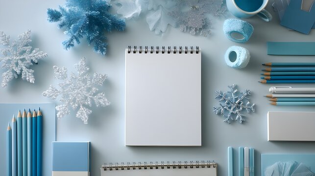 冬のカレンダーと雪の小物4