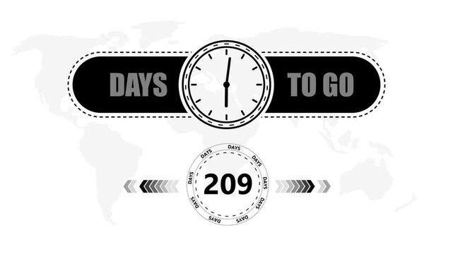 209 Days to go countdown timer icon.Minimal countdown timer animation days to go.Count time display with numbers sale, label button ,promotion clock sign business concept.