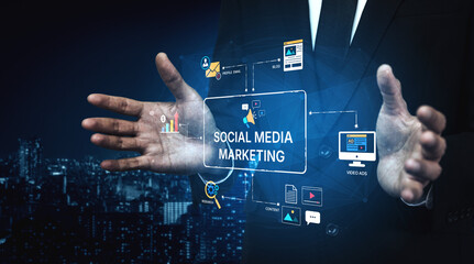 Social media marketing strategy with engagement metrics. Social marketing boosts media visibility....