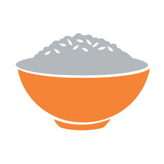 Rice bowl cooked food vector icon representing meal and cuisine symbol