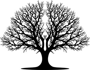 Fototapeta premium Bare tree, black silhouette, tree icon, vector tree, leafless tree, minimalist design