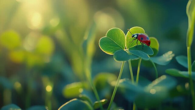 Video A ladybug sits on a leafy plant, ready for its next adventure