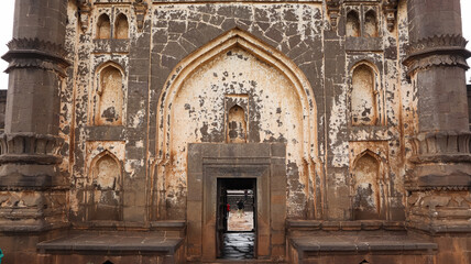 India, Karnataka, Vijayapur, Stone Built Entrance of Ibrahim Roza or Ibrahim Tomb, 17th Century Muslim Monument. 