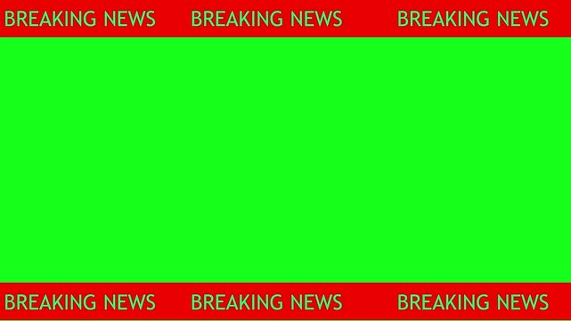 News lower third background overlay template with green screen, TV broadcast style animation for breaking news or live updates .Breaking news lower third 3rd chyron l3rd loop 4k