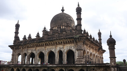 India, Karnataka, Vijayapura, the Panoramic View of Ibrahim Roza or Tomb, 17th Century Monument Built By Taj Sultana, Wife of Ibrahim Sultan.  