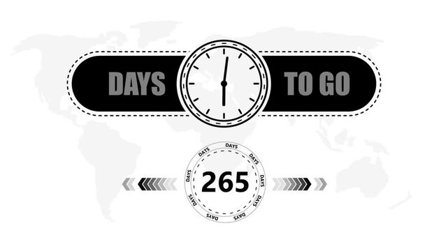 265 Days to go countdown timer icon.Minimal countdown timer animation days to go.Count time display with numbers sale, label button ,promotion clock sign business concept.