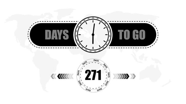 271 Days to go countdown timer icon.Minimal countdown timer animation days to go.Count time display with numbers sale, label button ,promotion clock sign business concept.