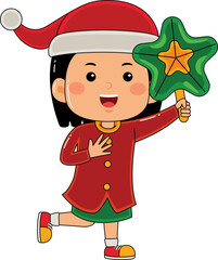 Kids Girl Celebrate Christmas