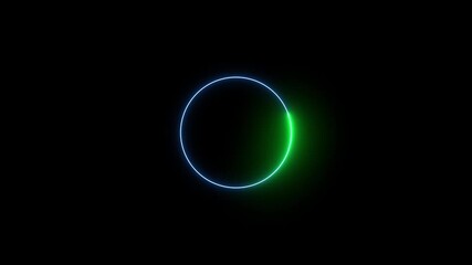 cyan circle glow border, alpha channel, seamless loop, abstract glowing neon line cyan color circular lens animation - Powered by Adobe