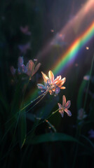 Ethereal Flowers Bathed in Rainbow Light