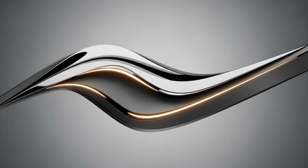 A sleek, metallic wave design with a glowing, orange light on a dark, metallic background.