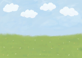 Fototapeta premium Field Landscape Illustration – Peaceful Countryside Farmland