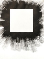 White square space with radiating ink strokes along the edges, monochrome banner-size illustration.