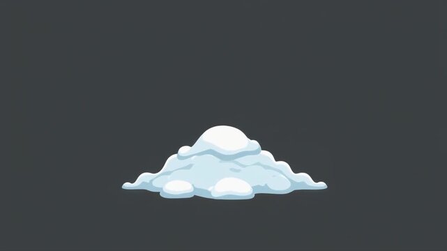 A simple, cartoon-style illustration of a small, white snow pile on a dark grey background, depicting winter weather.