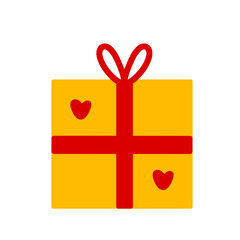 Yellow gift box with red ribbon vector illustration elements png for decoration