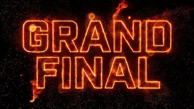 Grand Final Title in Flaming effect with Burning Sparks in Darkness