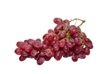 A bunch of red grapes lies on a PNG background.