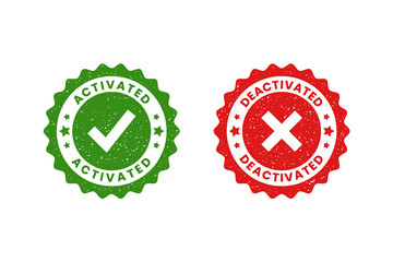 Set of Activated and Deactivated Rubber Stamps for Office and Administrative Use