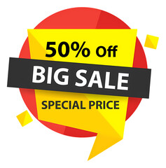 Big sale banner with 50 off special price offer vector illustration for advertising and promotion