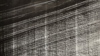 Ink painting of a checkered pattern, Check pattern lines with ink brush strokes, Monochromatic, Banner size