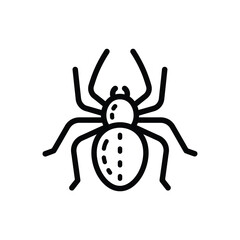 Minimal Black Line Spider Icon With Eight Legs.
