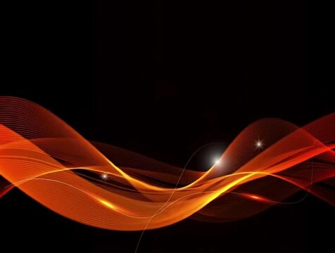 Dynamic orange wave design with light effects for modern projects