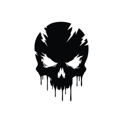 Black Dripping Skull Graphic With Menacing Eyes.