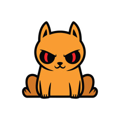 Orange Angry Cartoon Cat Mascot Sitting Forward.