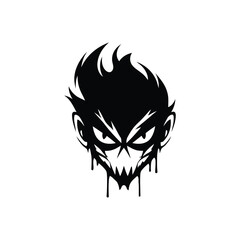 Stylized Dripping Skull Head Graphic With Spiky Hair.