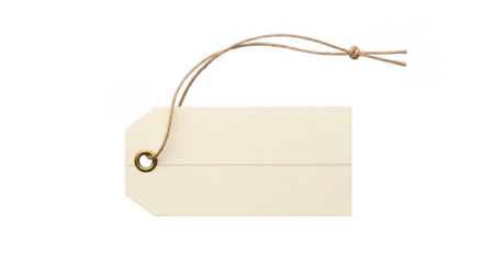 Kraft paper price tag with twine string in transparent background