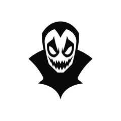 Stylized sinister vampire emblem with fanged grin.