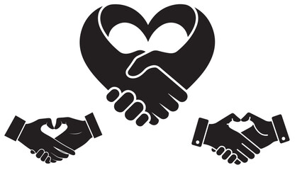 Cutout handshake forming heart — trust and partnership emblem for client relationships, loyalty and ethical business bonds