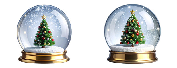 Flawless Christmas Snow Globe with Festive Scene Isolated on Transparent Background