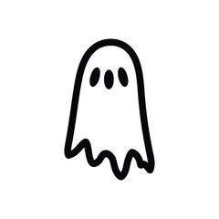 Cute Minimal Ghost Icon Illustration in White.